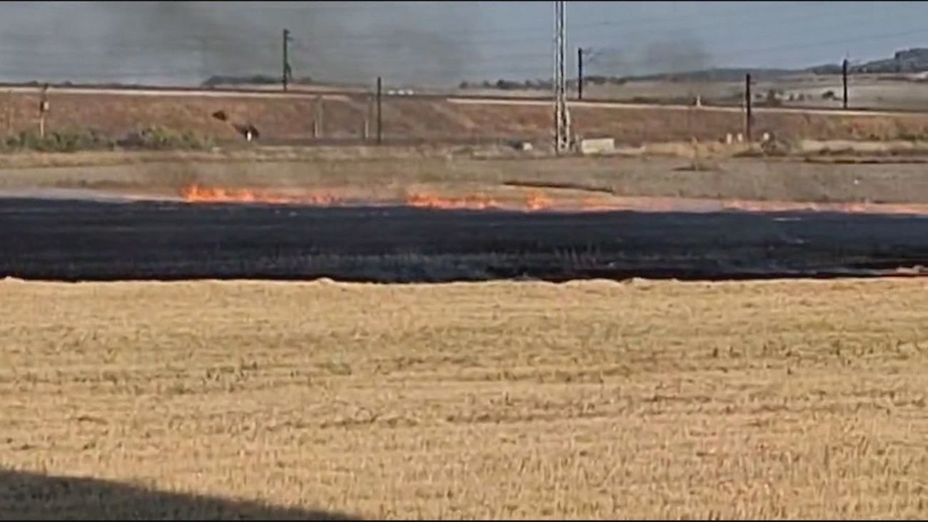 Controlado un pequeño incendio de pasto entre Parla y Pinto, cerca de las vías del AVE
